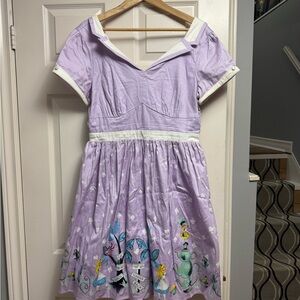 Her Universe Lavender Midi Dress with Wonderland Print
